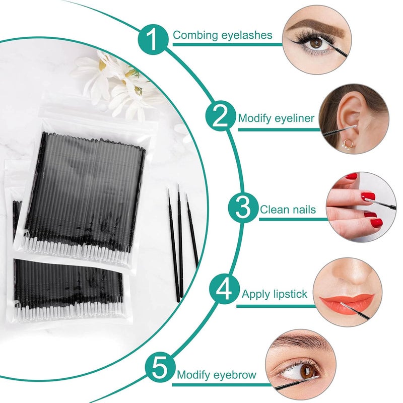 Dming 200PCS Micro Applicators Brushes Mini Cotton Swabs Remove Grafted Eyelash Glue Dedicated Brush Disposable Microswabs for Eyelash Extensions Make up and Lash Clean and Personal Care (Black 1) - Image 4
