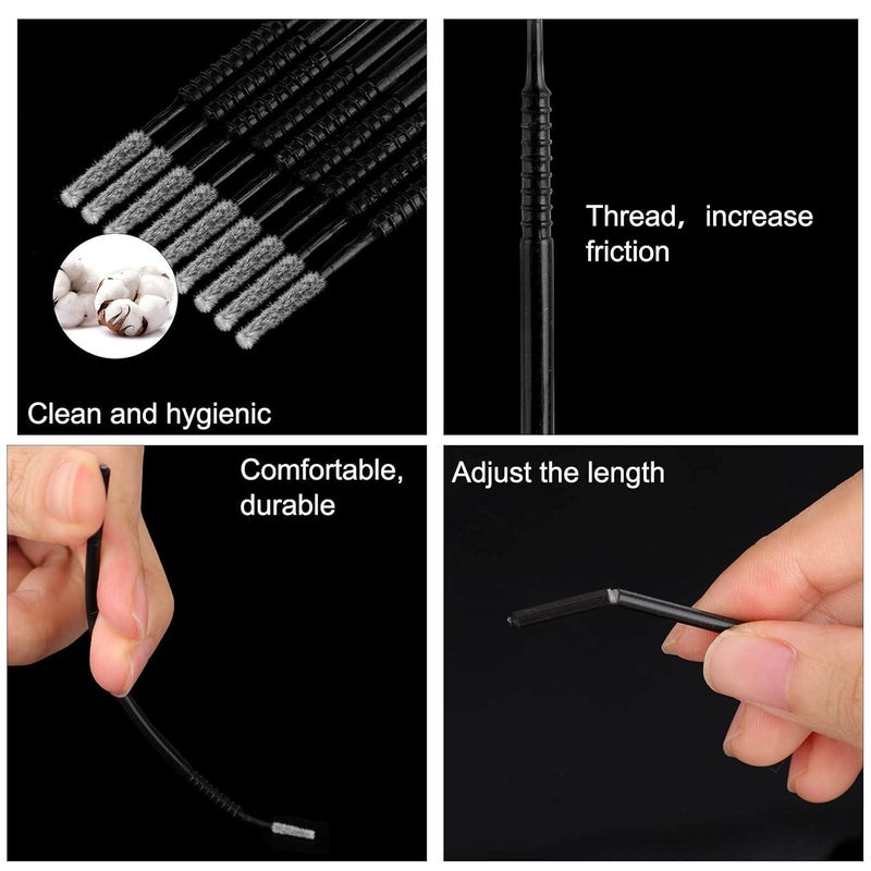 Dming 200PCS Micro Applicators Brushes Mini Cotton Swabs Remove Grafted Eyelash Glue Dedicated Brush Disposable Microswabs for Eyelash Extensions Make up and Lash Clean and Personal Care (Black 1) - Image 3