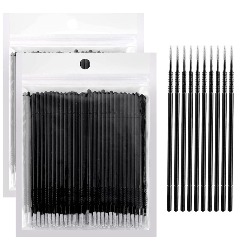Dming 200PCS Micro Applicators Brushes Mini Cotton Swabs Remove Grafted Eyelash Glue Dedicated Brush Disposable Microswabs for Eyelash Extensions Make up and Lash Clean and Personal Care (Black 1) - Image 1