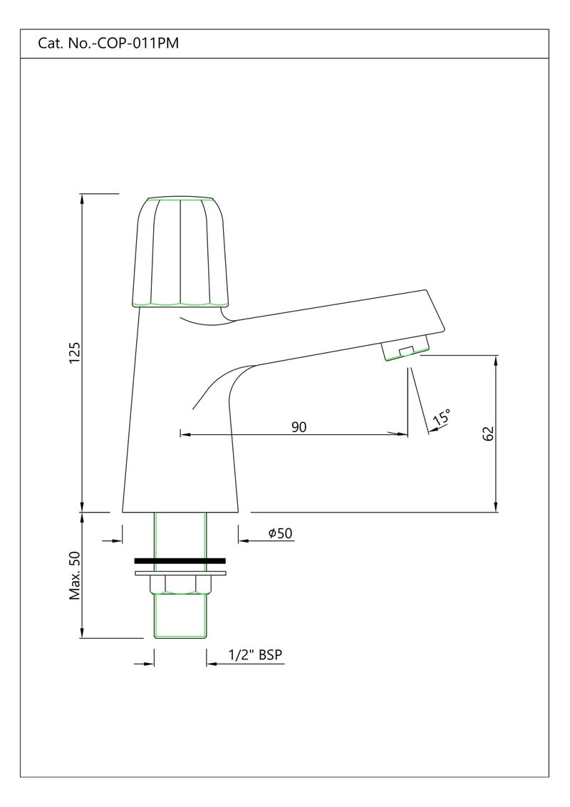JAQUAR Continental Prime Series Table Mounted Regular Cold ONLY Basin TAP/TAP (Chrome) | TOP Lever, Brass Body Water Tap/Faucet/Cock for Bathroom/Kitchen Wash Basin | COP-CHR-011PM - Image 4