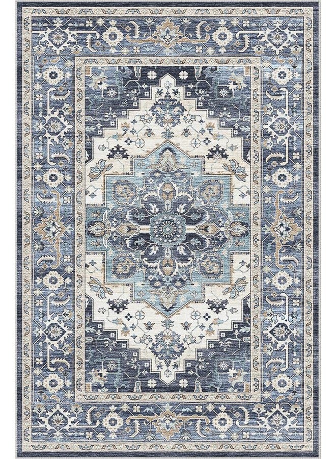 دريبكس سجادة قابلة للغسل من مجموعة Dripex Vintage - سجادة باب صغيرة مقاس 2 × 3، سجادة أرضية منخفضة الوبر غير قابلة للانزلاق للمدخل الأمامي الداخلي والمطبخ والحمام وغرفة المعيشة وغرفة النوم - Image 1