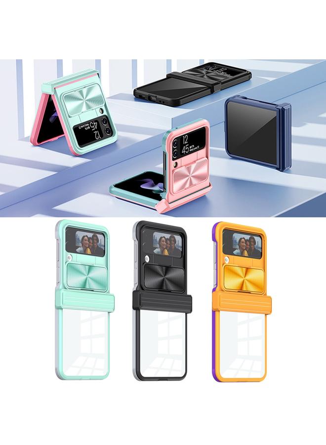Green Tiger Samsung Galaxy Z Flip4 360 Full Body Sliding Camshield Phone Case Baby Blue Pink - Image 2