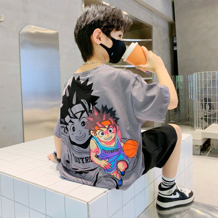 Children'S Clothing Boys' Pure Cotton Short-Sleeved T-Shirt 2026 New Style Kidsren'S Thin Top Boys' Summer T-Shirt Trendy - Image 1