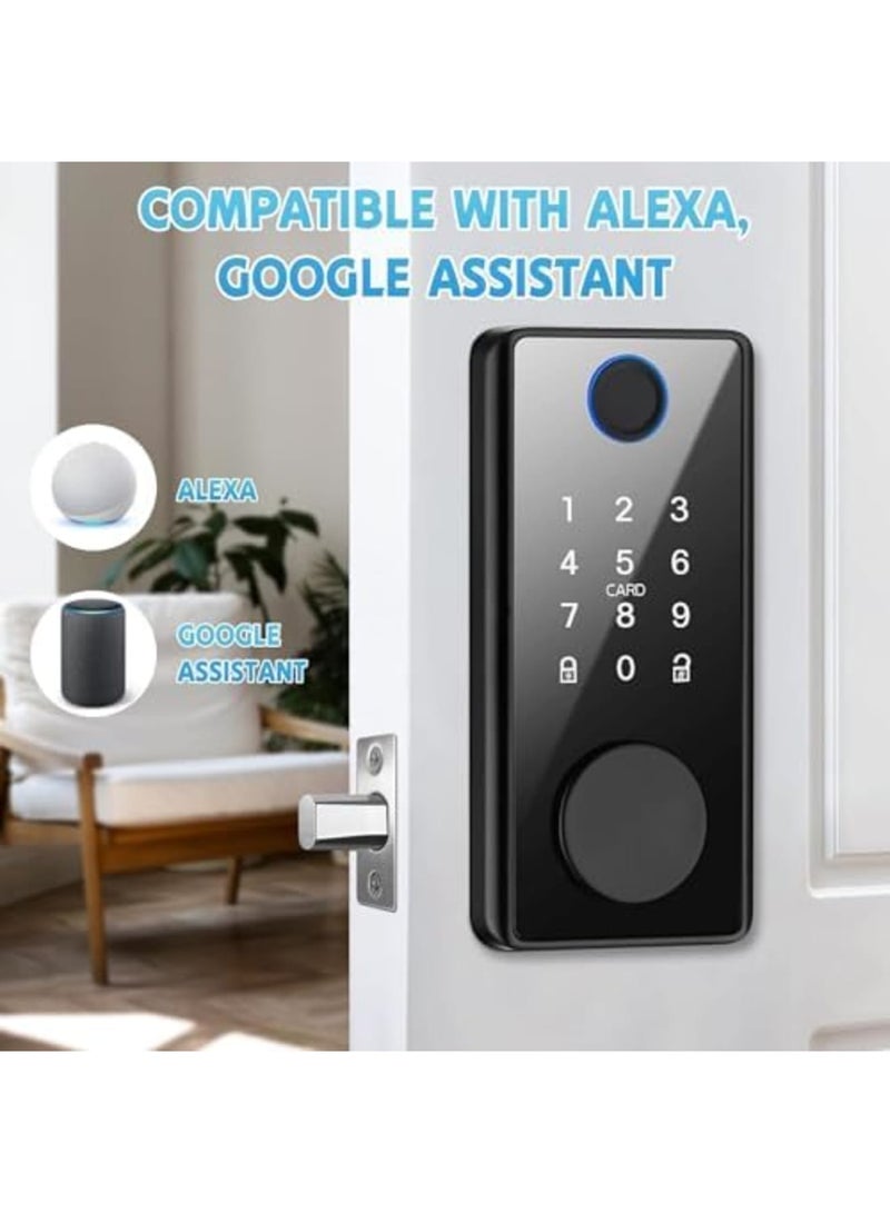 SYOSI Smart Lock,Fingerprint Keyless Entry,Built-in Wi-Fi,App Remote Control,Touchscreen Keypad,Auto Lock,Easy Installation,Suitable for Home,Apartment,Front Door,Black - Image 5