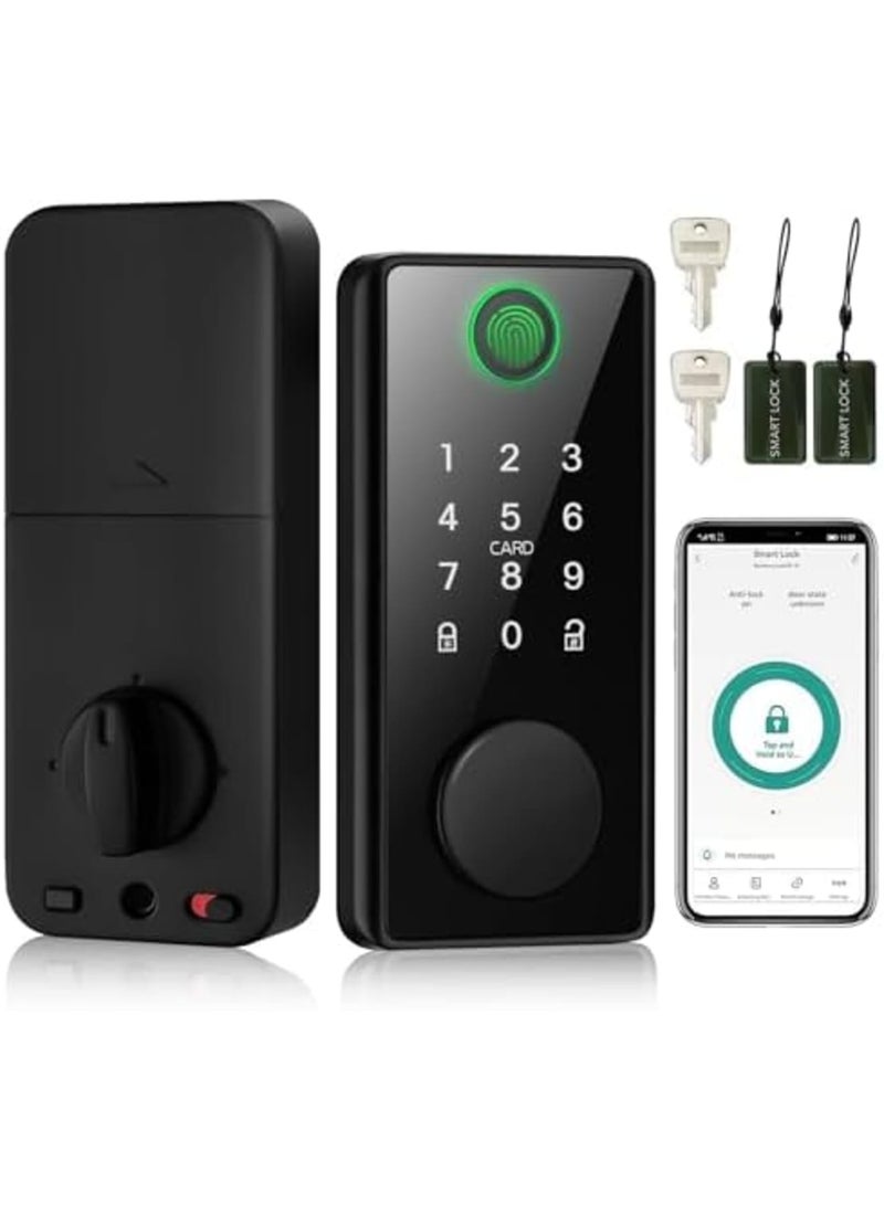 SYOSI Smart Lock,Fingerprint Keyless Entry,Built-in Wi-Fi,App Remote Control,Touchscreen Keypad,Auto Lock,Easy Installation,Suitable for Home,Apartment,Front Door,Black - Image 1