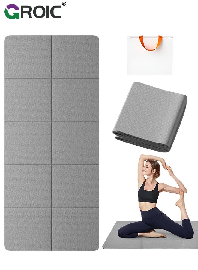 GROIC Foldable Yoga Mat, 183*80CM Non-Slip Exercise Mat with Carry Bag, Odor-Free Double-Sided Fitness Mat for Yoga Pilates Floor Workouts Stretching, Portable and Lightweight for Studio or Home Use - Image 1