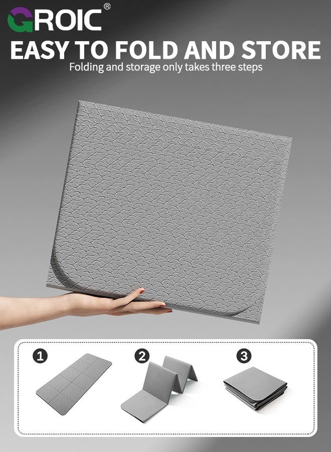 GROIC Foldable Yoga Mat, 183*80CM Non-Slip Exercise Mat with Carry Bag, Odor-Free Double-Sided Fitness Mat for Yoga Pilates Floor Workouts Stretching, Portable and Lightweight for Studio or Home Use - Image 2