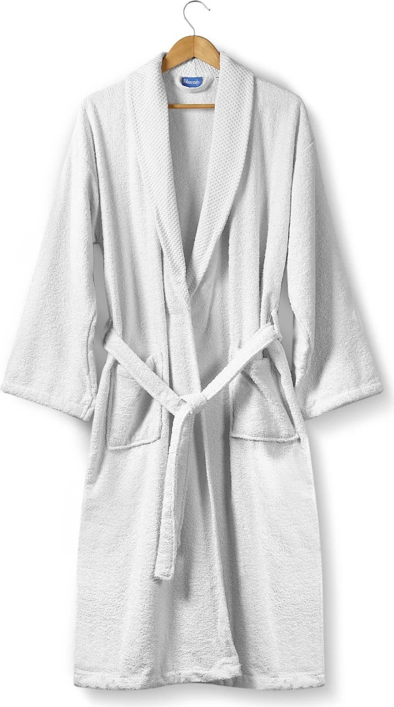 Bluenity Softy - 100% Natural Cotton Extra Soft Bathrobe XL+50X90 Towel Set - White