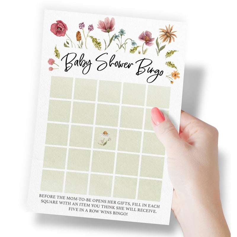 Printed Party Baby Shower Games for Girl â€“ 4 Games and Activities for 30 Guests, Includes Bingo, Price is Right, Mommy or Daddy Trivia, and Storybook Title Guessing, Wildflower Baby in Bloom Design - Image 2