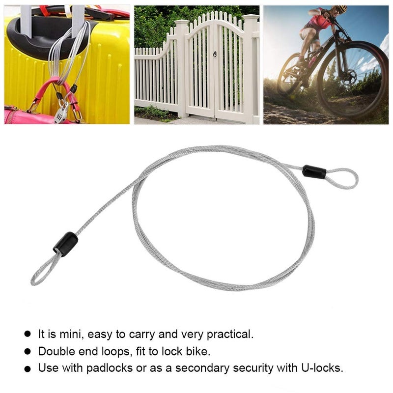 Sonew Sonew Lock Cable, 39.4in Stainless Steel Cable with Looped Ends, Security Cable Loop Wire for Protect Your Different Sizes of Bags,Suitcase,Luggage,Bicycle (Silver) - Image 2