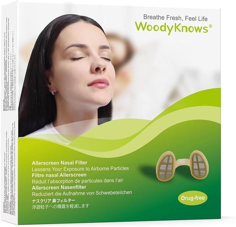 WoodyKnows Allerscreen Nasal Filters  Model 2024 for Seasonal  Dust Allergy Relief Combo Pack SMLXL