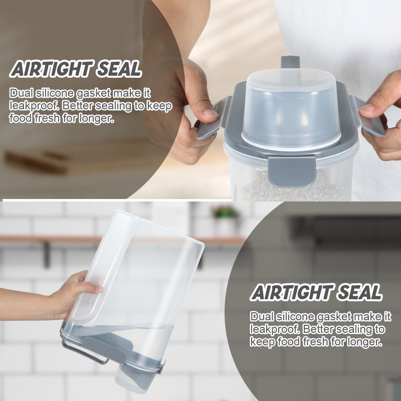 TBMAXS Rice Storage Container 10 Lbs, Airtight Food Dispenser with Large Spout and Cup for Pet Dog Cat Food Storage 7 Lbs - Image 5