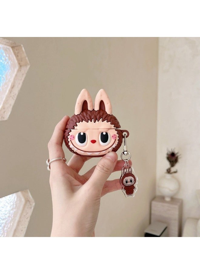 Generic - Flying Little Girl LABUBU Rab Pendant For Apple Airpods3 Headset Case Headset Headset 2pro/1-Color:Three-dimensional Silicone Earphone Set-brown Cloth-Applicable Model:For Apple AirPods Pro 2nd Generation - Image 1