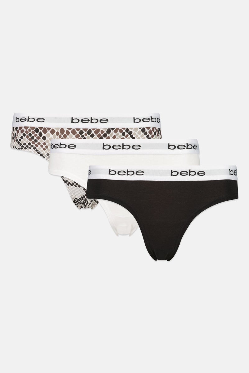 bebe Women 3 Pieces Brand Logo Cheeky Panties, Multicolor - Image 1