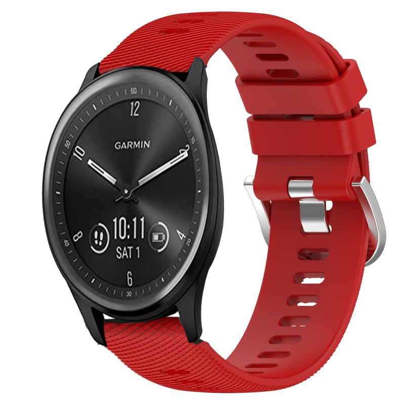 S-TOP For Garmin Vivomove Sport 20mm Solid Color Soft Silicone Watch Band(Red) - Image 1