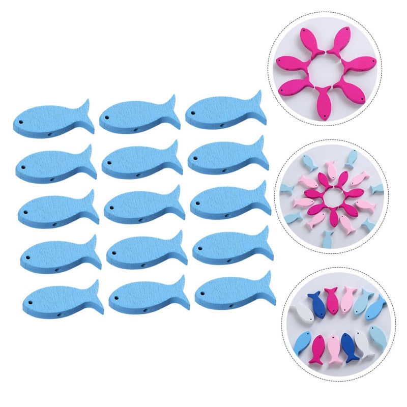 Wooden Fish Decor 100pcs Creative Desktop Ornament Natural Wood Chip Bead Decoration - Image 3