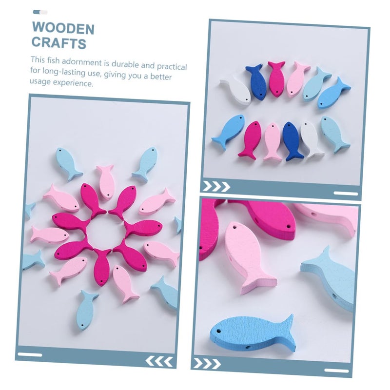 Wooden Fish Decor 100pcs Creative Desktop Ornament Natural Wood Chip Bead Decoration - Image 5