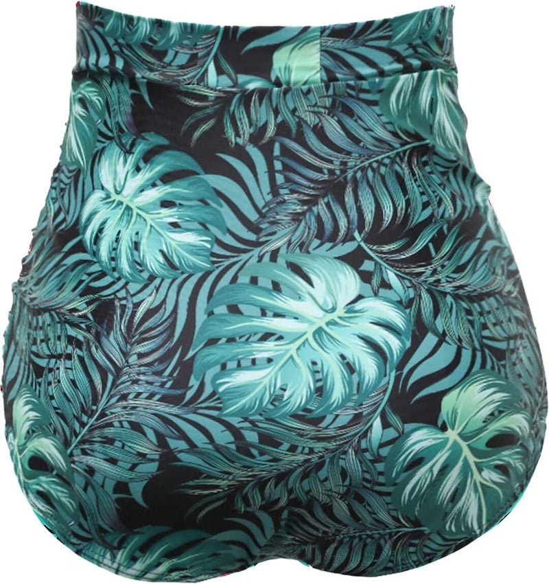 COCOPEAR Women's Ruched High Waisted Bikini Bottom Retro Vintage Swim Short Tankinis Floral 96 L - Image 3