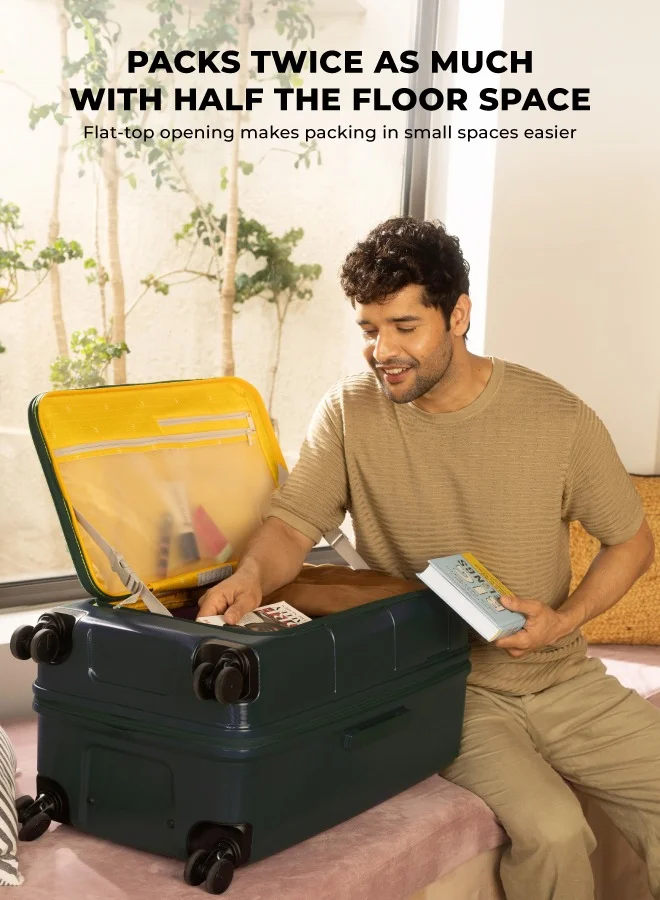 موكوبارا للتجارة ذ.م.م The Em Access Check-In Trunk Luggage Polycarbonate 8 Spinner Wheel Trolly Hardsided Suitcase With Built In Tsa Lock Travel Suitcase (Green)