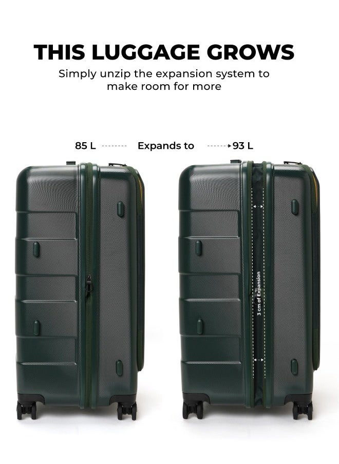 Mokobara - MOKOBARA The Em Access Check-In Trunk Luggage Polycarbonate 8 Spinner Wheel Trolly Hardsided Suitcase With Built In Tsa Lock Travel Suitcase (Green) - Image 1
