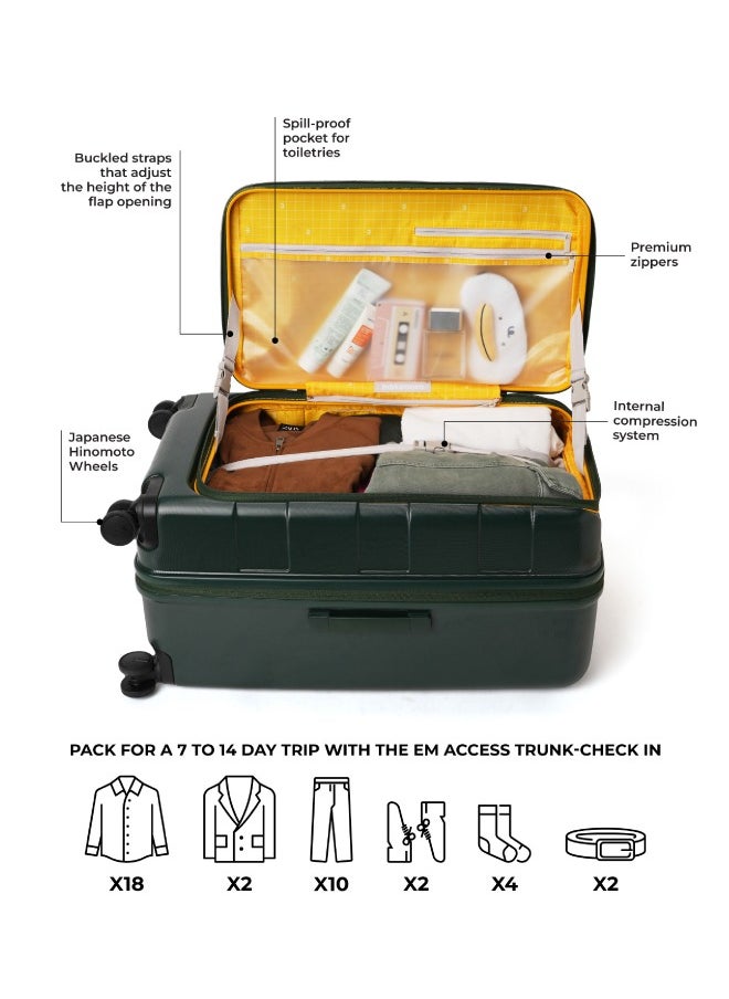 Mokobara - MOKOBARA The Em Access Check-In Trunk Luggage Polycarbonate 8 Spinner Wheel Trolly Hardsided Suitcase With Built In Tsa Lock Travel Suitcase (Green) - Image 1