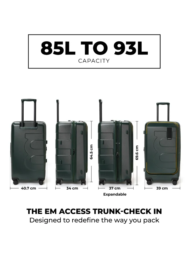 موكوبارا للتجارة ذ.م.م The Em Access Check-In Trunk Luggage Polycarbonate 8 Spinner Wheel Trolly Hardsided Suitcase With Built In Tsa Lock Travel Suitcase (Green)