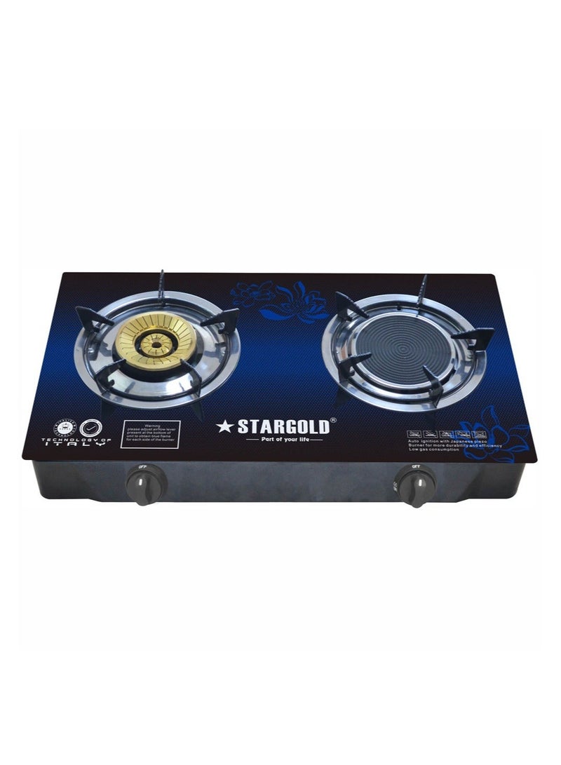 Stargold Premium 2 Burner Glass Stove with Low Gas Consumption and Automatic Ignition  - Image 1