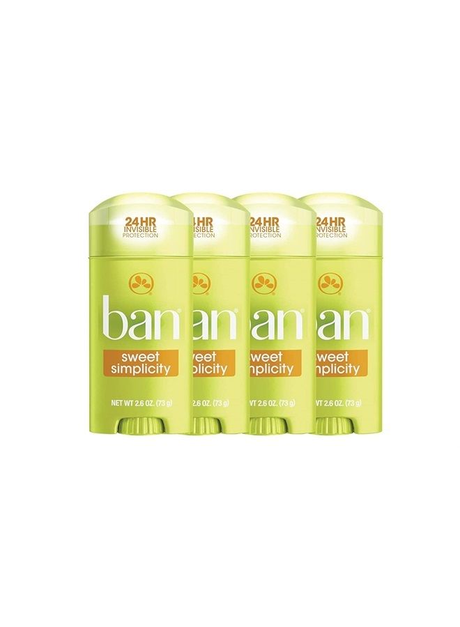 Ban Sweet Simplicity 24-hour Invisible Antiperspirant, 2.6oz Solid Deodorant, Underarm Wetness Protection, with Odor-fighting Ingredients (4 Pack) - Image 1