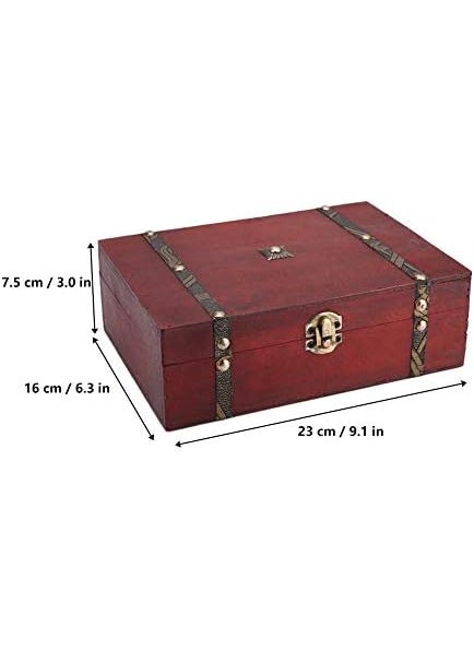HURRISE HURRISE Retro Wooden Jewelry Box Antique Treasure Chest Handmade Vintage Storage Case 91  63  30 in External 85  57  26 in Internal  - Image 4