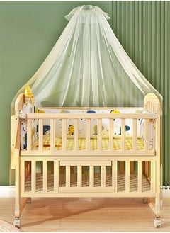 Soft Touch Multifunctional Baby Bed Wood Baby Bedside Crib with Foldable Storage Board  - Image 1