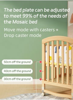 Soft Touch Multifunctional Baby Bed Wood Baby Bedside Crib with Foldable Storage Board  - Image 4