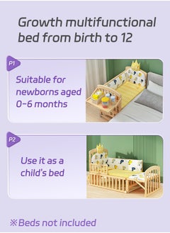 Soft Touch Multifunctional Baby Bed Wood Baby Bedside Crib with Foldable Storage Board  - Image 3