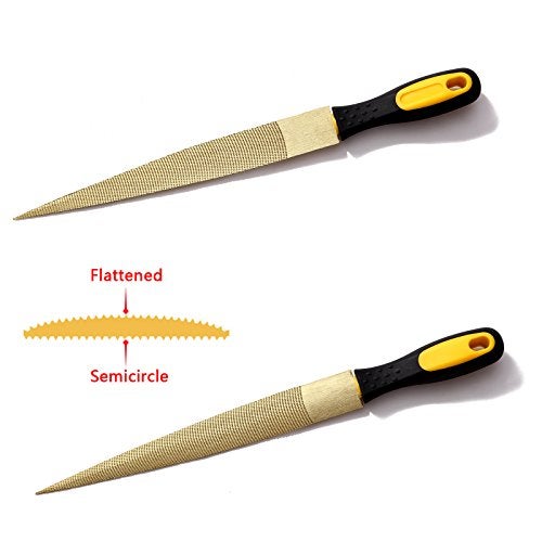 NKTM Wood File, Needle File Set Wood Files for Wood Working Wood Rasp Files Tools Golden Tapered Wood Rasp with Rubber Handle in Gift Bag for Carving 2 Pack (8,10 inch) - Image 3