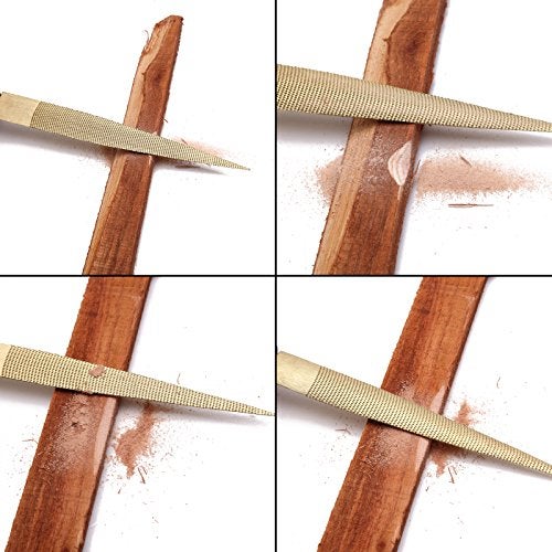 NKTM Wood File, Needle File Set Wood Files for Wood Working Wood Rasp Files Tools Golden Tapered Wood Rasp with Rubber Handle in Gift Bag for Carving 2 Pack (8,10 inch) - Image 2