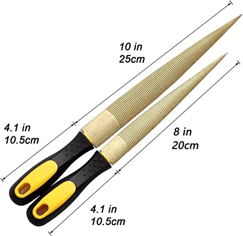 NKTM Wood File, Needle File Set Wood Files for Wood Working Wood Rasp Files Tools Golden Tapered Wood Rasp with Rubber Handle in Gift Bag for Carving 2 Pack (8,10 inch) - Image 4