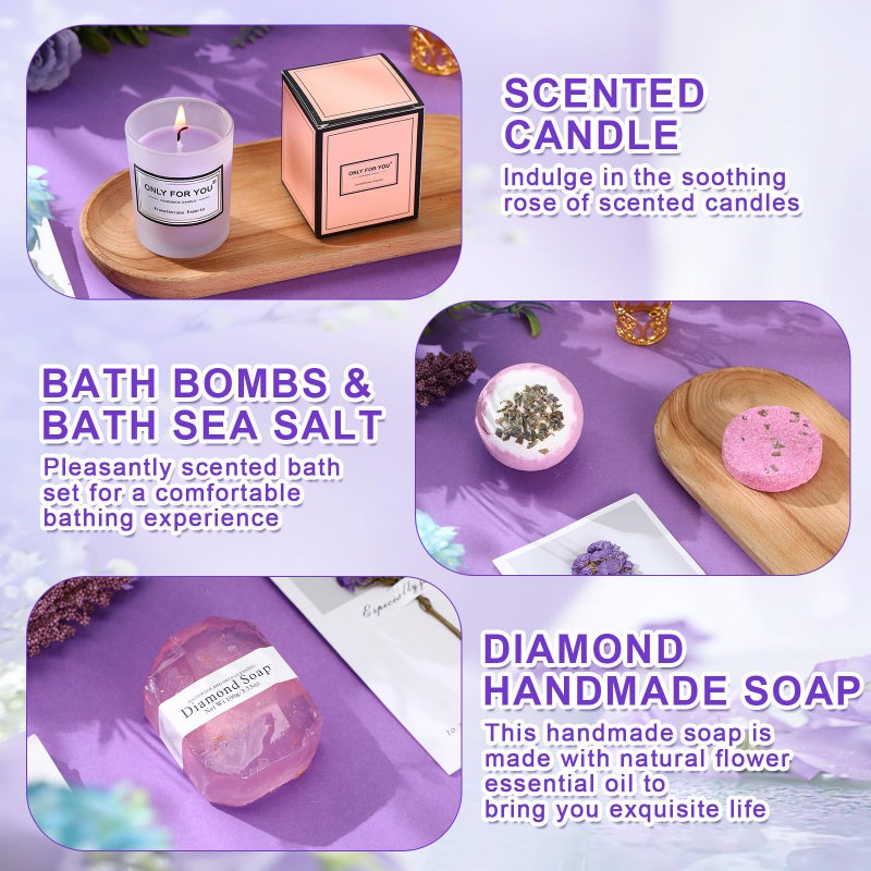 Nuogo 13 Pcs Birthday Gifts for Women Spa Basket Set for Women Mother's Day Gifts Mirrors Socks Steamers Jewelry Case Bath Robe Mom Nurse Girlfriend Wife - Image 4