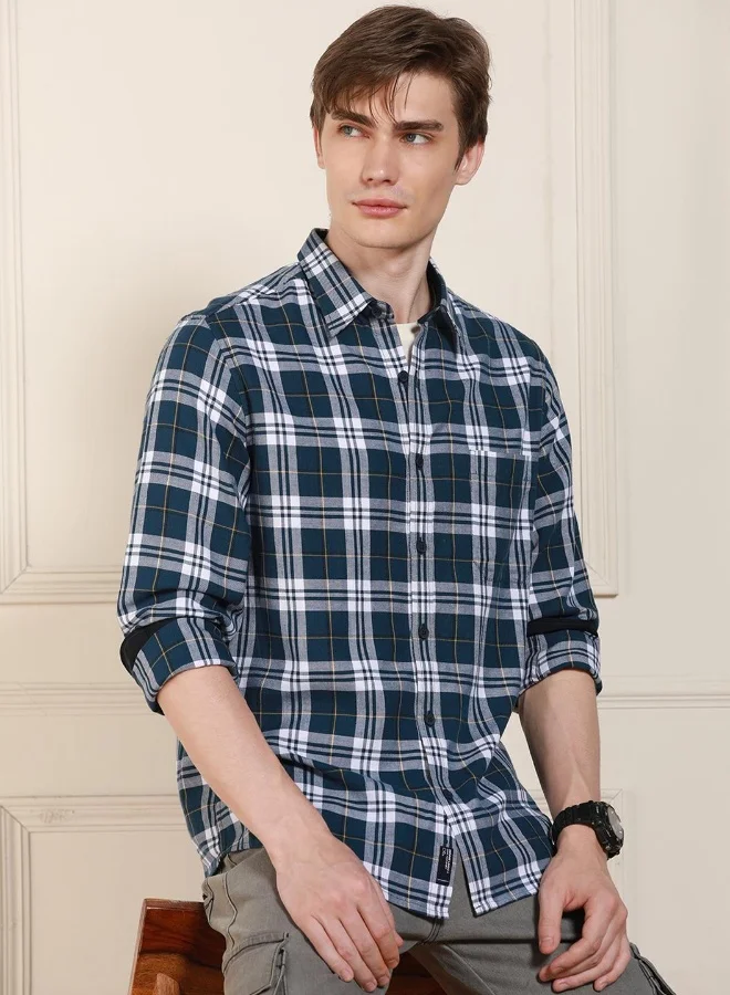 Dennis Lingo Regular Fit Navy Cotton Shirt – Elegant and Comfortable
