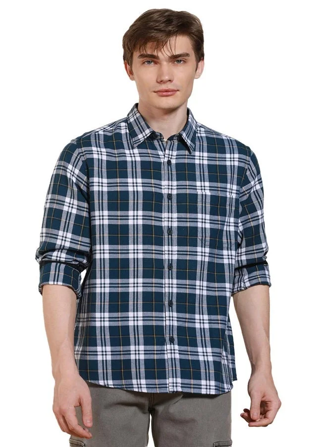 Dennis Lingo Regular Fit Navy Cotton Shirt – Elegant and Comfortable