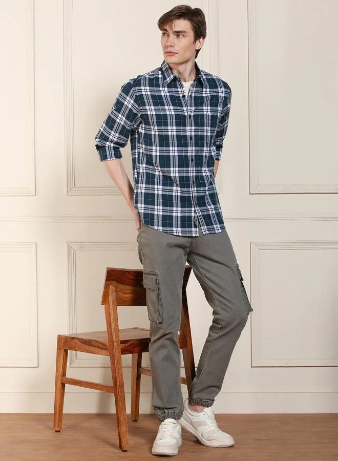 Dennis Lingo Regular Fit Navy Cotton Shirt – Elegant and Comfortable