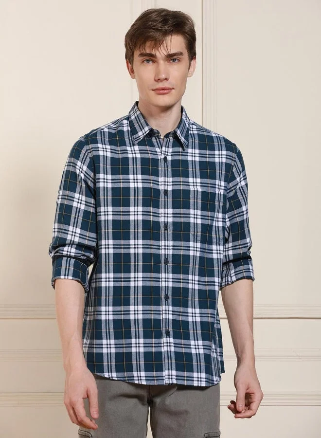 دينيس لينغو قميص قطن كحلي بقصة عادية - أنيق ومريح