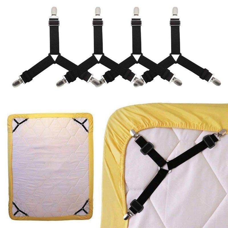 RKPM chrome metal Holder Straps Clip, Standard, Black, 4 Pieces - Image 1