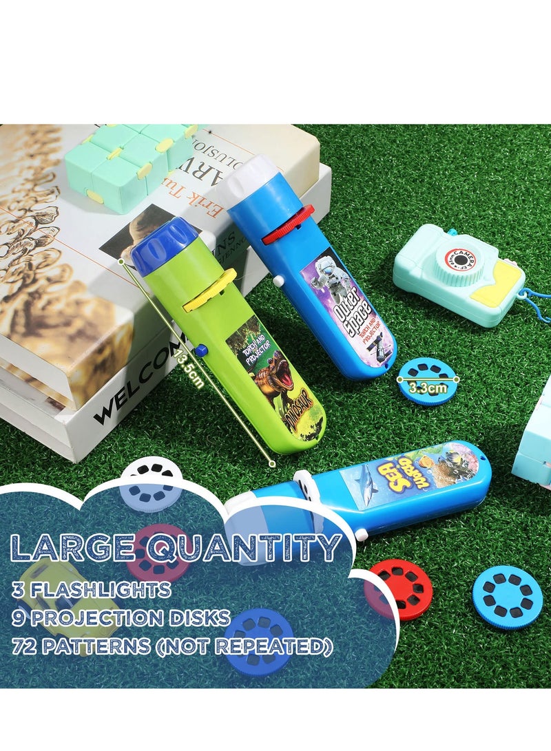 3-Pack Slide Projector Flashlights with 72 Patterns - Educational Learning Toys for Kids Featuring Dinosaurs, Space, Ocean, Unicorns, and Nature for Bedtime and Cognitive Development.  - Image 5