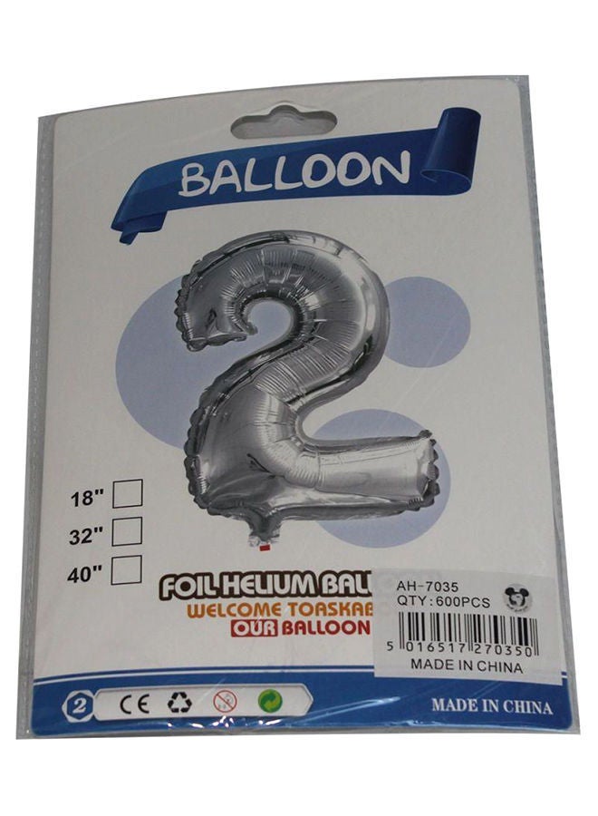 NIBEMINENT Letter Number 2 Shaped Foil Helium Balloon - Image 1