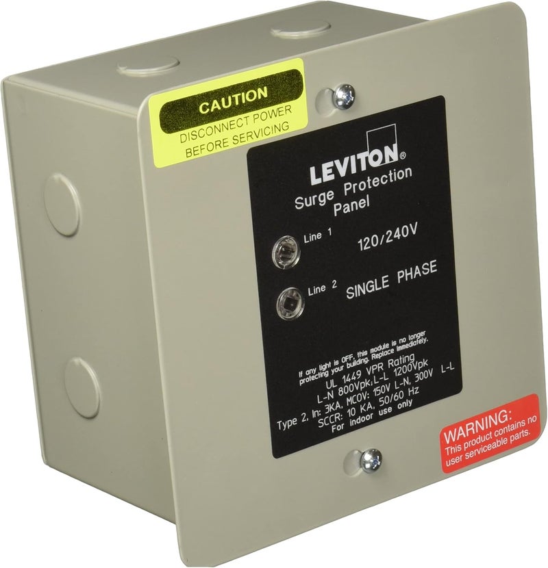 Leviton 51120-1 120/240 Volt Surge Protection Panel with 4-Mode Protection in NEMA 1 Enclosure - Image 1