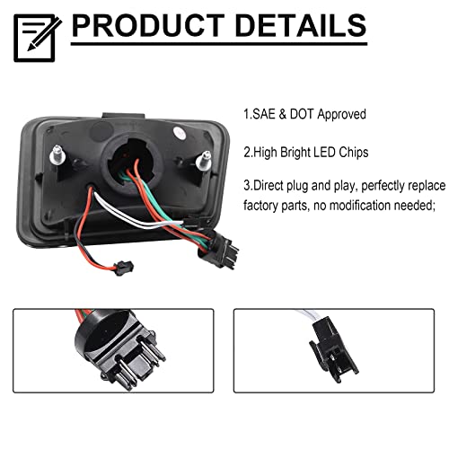 Mynoway Rear LED Bumper Fog Lights Replacement for H2 2005-2009, 2 PCS Smoked Lens Reflectors Brake Stop Tail Lamp Assembly, Replace OE 15100039, 15100038 - Image 3