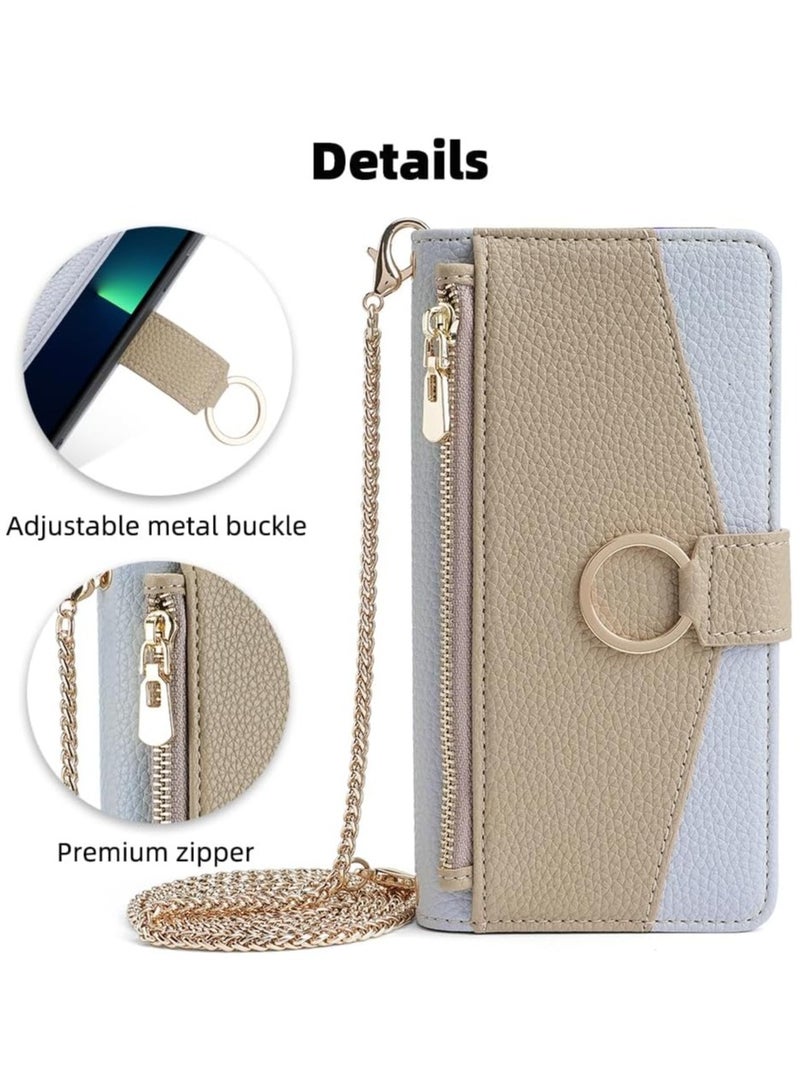 Wallet Case Compatible with Samsung Galaxy S24 Ultra with Crossbody Strap, Magnetic Handbag Zipper Pocket Cases PU Leather Flip Shockproof Cover with Kickstand - Image 2