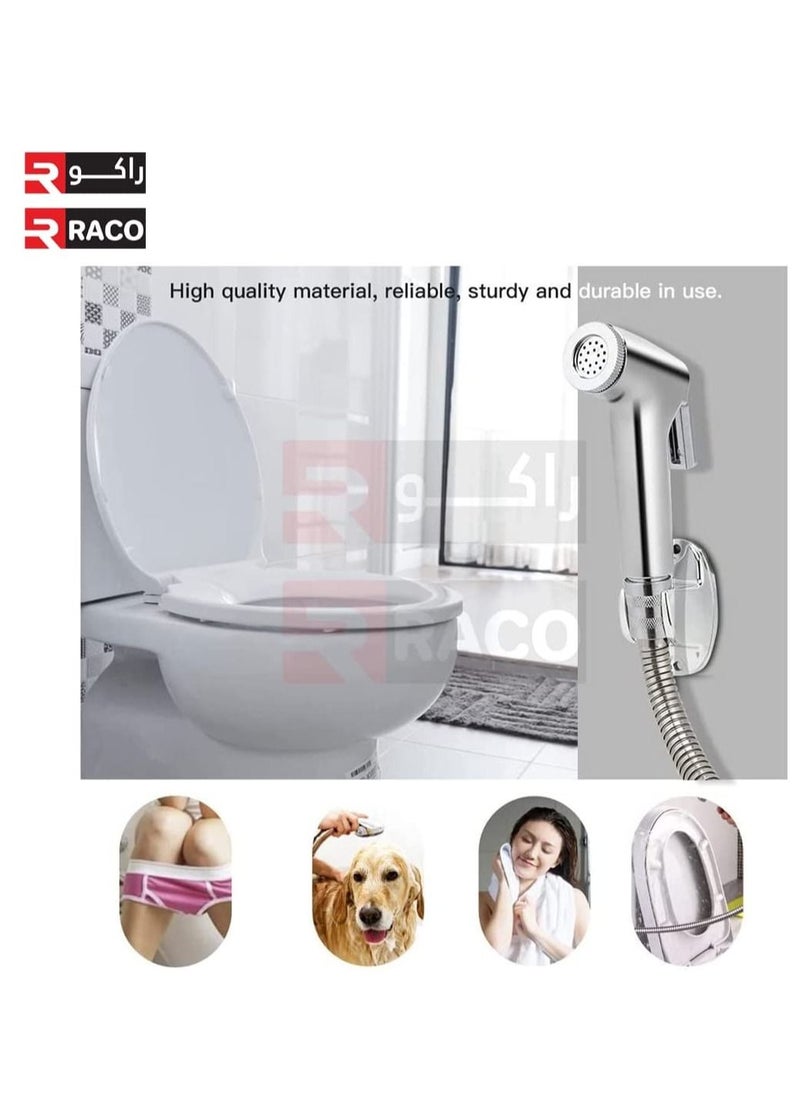 RACO RACO ABS Shattaf Handheld Faucet Set Toilet Wash Bidet Jet Spray Gun Shower Head (Chrome Plated)  - Image 4