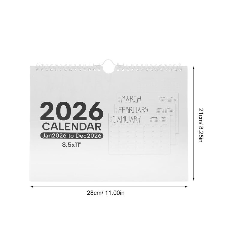 تقويم حائطي 2026 مخطط شهري كبير مربعات مزدوج السلك مجلد سنوي مع إجازات للمكتب والمنزل - Image 3