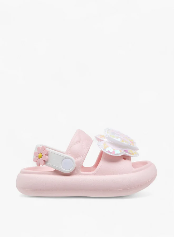Aqua Girls Butterfly Applique Detail Slides with Backstrap