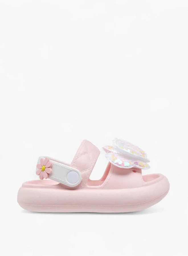 Aqua Girls Butterfly Applique Detail Slides with Backstrap